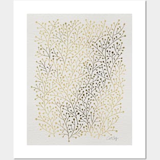 Berry Branches - Gold Posters and Art